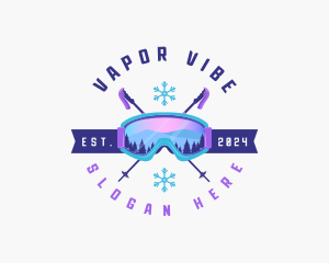 Ski Poles Goggles logo design