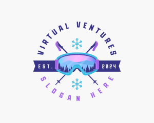 Ski Poles Goggles logo design