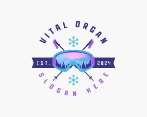 Ski Poles Goggles logo design