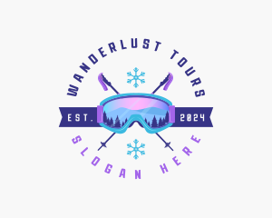 Ski Poles Goggles logo design