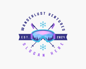 Ski Poles Goggles logo design