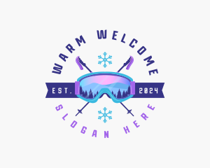 Ski Poles Goggles logo design