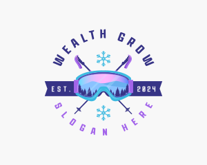 Ski Poles Goggles logo design