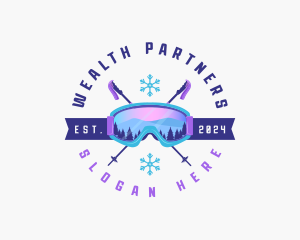 Ski Poles Goggles logo design