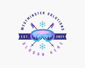 Ski Poles Goggles logo design