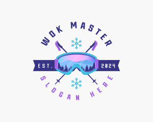 Ski Poles Goggles logo design