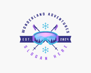 Ski Poles Goggles logo design