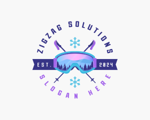 Ski Poles Goggles logo design