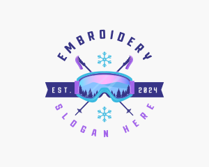 Ski Poles Goggles logo design