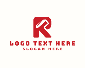 Color - Paint Roller Letter R logo design