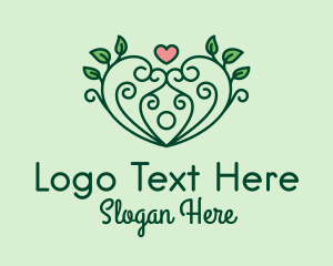 Vegetarian - Natural Herbal Heart logo design