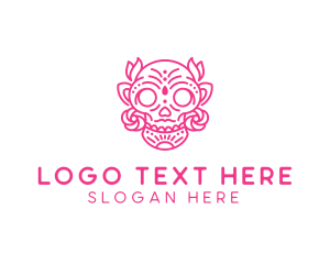 Skate - Ornate Floral Skull logo design