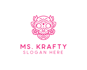 Ornate Floral Skull  Logo