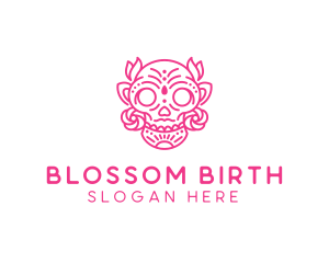 Scary - Ornate Floral Skull logo design