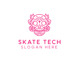 Ornate Floral Skull  logo design