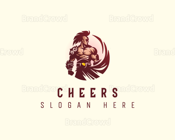 Muscular Strong  Warrior Logo