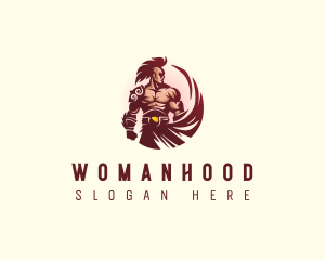 Muscular Strong  Warrior Logo