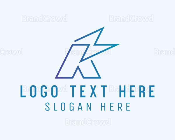 Electric Bolt Letter K Logo