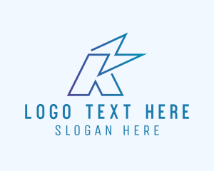 Letter K - Electric Bolt Letter K logo design