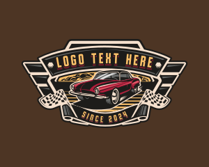 Flag - Vintage Car Racing logo design