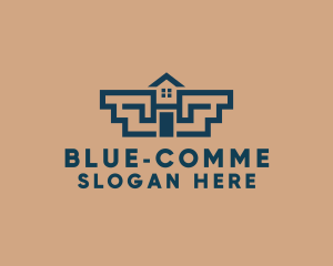 Blue Real Estate House logo design