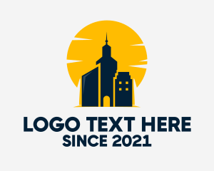 Urban Developer - City Tower Sunset logo design