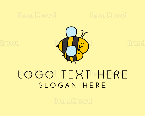 Happy Bee Insect Logo