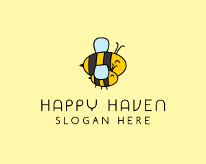 Happy Bee Insect logo design