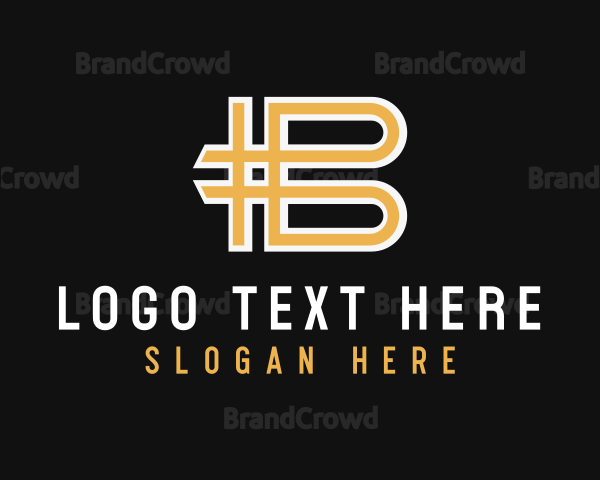 Geometric Hashtag Cross Letter B Logo