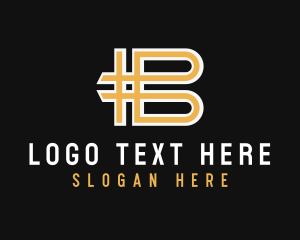 Hashtag - Geometric Hashtag Cross Letter B logo design