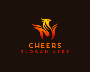 Spicy - Fire Flame Chicken logo design