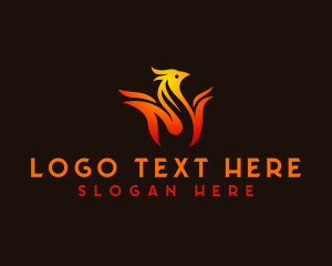 Hen - Fire Flame Chicken logo design