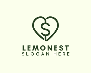 Financial - Dollar Heart Currency logo design