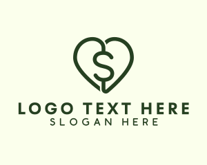 Wealth - Dollar Heart Currency logo design