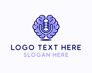 Brain - Microphone Brain Media logo design