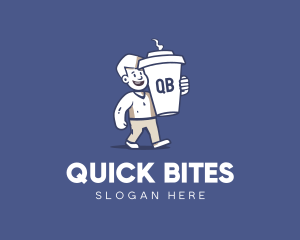 Takeout - Coffee Cup Barista Mascot logo design