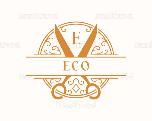 Elegant Ornament Scissors Logo