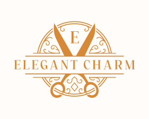 Elegant Ornament Scissors  logo design