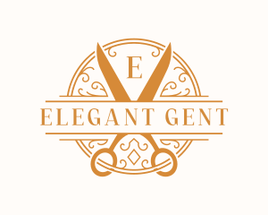 Elegant Ornament Scissors  logo design