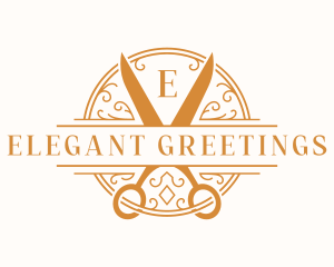 Elegant Ornament Scissors  logo design