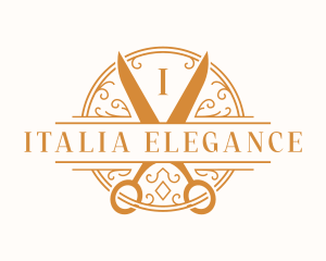 Elegant Ornament Scissors  logo design