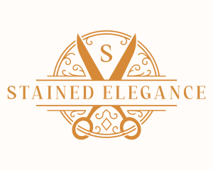 Elegant Ornament Scissors  logo design