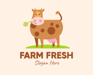 Farm Cartoon Cow logo design