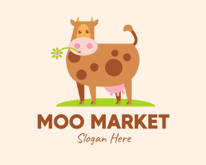 Farm Cartoon Cow logo design