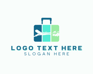 Airplane - Tourist Briefcase Traveler logo design