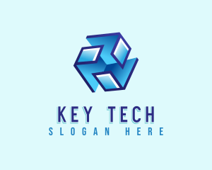 Geometric Tech Cube logo design