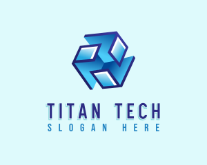 Geometric Tech Cube logo design