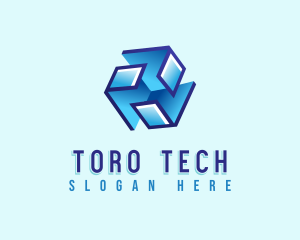 Geometric Tech Cube logo design