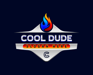 Heating Cooling Flame logo design