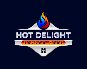 Heating Cooling Flame logo design